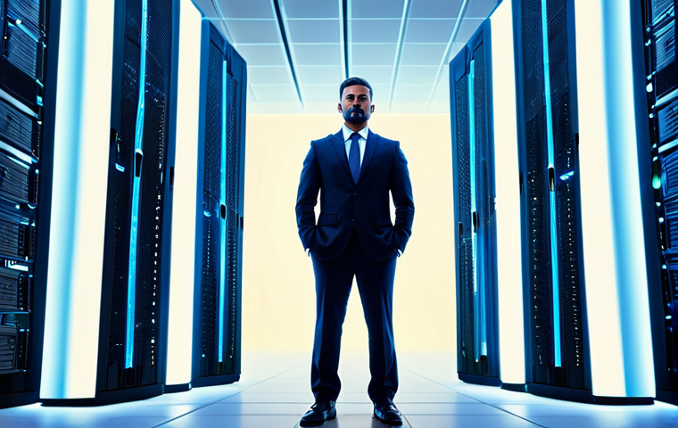 A professional cybersecurity architect, dressed in a modest business suit, stands confidently amidst a modern, clean cloud data center. Abstract glowing digital pillars rise around them, symbolizing robust security foundations and interconnected cloud infrastructure. Subtle blue light trails represent secure data flow. The scene emphasizes strength, structure, and a forward-thinking approach to digital defense, professional photography, high quality. The subject has perfect anatomy, correct proportions, a natural pose, well-formed hands, proper finger count, and natural body proportions. This is safe for work, appropriate content, and fully clothed.