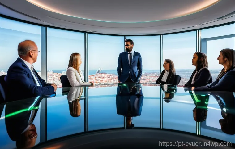 사이버 공격 대응을 위한 리더십의 역할 - **Prompt:** A diverse group of 4-5 confident business leaders, men and women in their 30s-50s, profe...