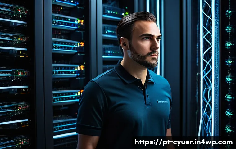 사이버 공격 대응을 위한 비상 연락망 구축 - **A focused cybersecurity expert in a modern server room, working intensely to isolate a system unde...
