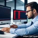 Home 22 사이버 공격 대응을 위한 가이드라인 개발 - **Prompt:** A focused, determined IT professional, male, mid-30s, wearing business casual attire, is...