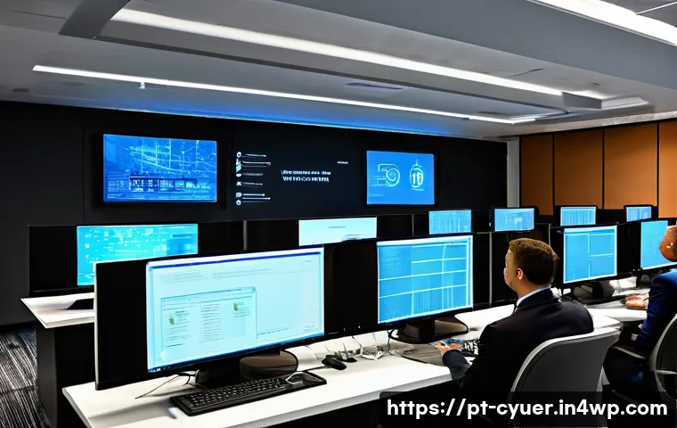 사이버 공격 대응을 위한 기업 문화 형성 - A modern corporate training room filled with diverse professionals from various departments includin...